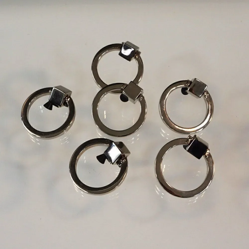 Cabinet Knob Drawer Ring Pull Handle Wardrobe Dresser Round Hardware Set Of 6
